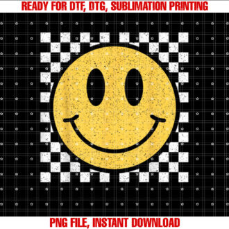 Retro Yellow Happy Face Checkered Pattern Smile Face Trendy T-shirt