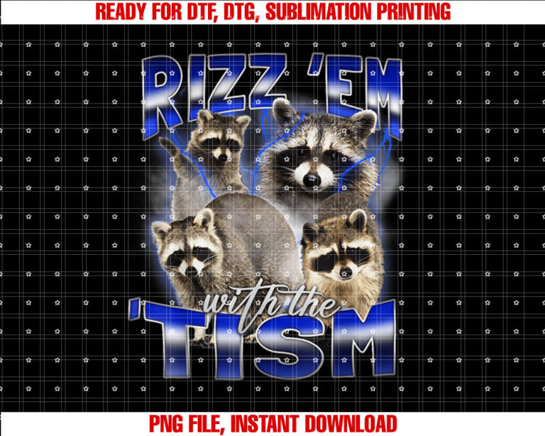 Rizz Em With The Tism Meme Autistic Raccoon Funny Rizz T-shirt