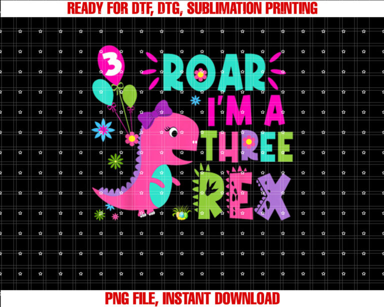 Roar Im a Three Rex Birthday Girl Dinosaur Lover 3 Year Old T-shirt