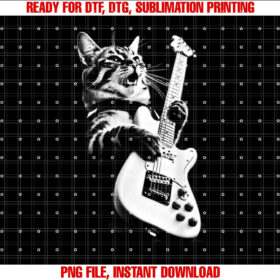 Rock Cat Playing Guitar Funny Guitar Cat T-shirt