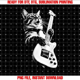 Rock Cat Playing Guitar Funny Guitar Cat T-shirt