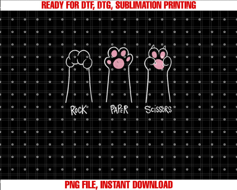 Rock Paper Scissors Cat Paws Funny Hand Game Cat Lovers T-shirt