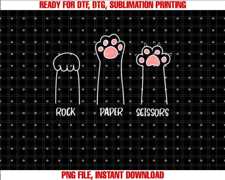 Rock Paper Scissors Hand Game Cute Paw Funny Cat T-shirt