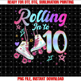 Rolling in to 10 Years Old Girl Roller Skate 10th Bday Party T-shirt