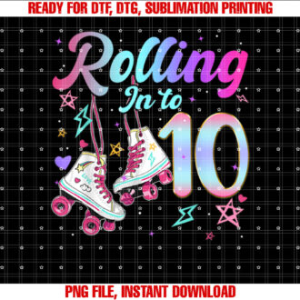 Rolling In To 10 Years Old Girl Roller Skate 10th Bday Party T-shirt