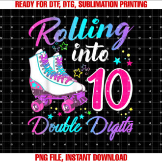 Rolling Into 10 Double Digits Roller Skates 10th Birthday T-shirt