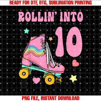 Rolling Into 10 Years Old Roller Skating Girl 10th Birthday T-shirt