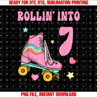 Rolling Into 7 Years Old Roller Skating Girl 7th Birthday T-shirt