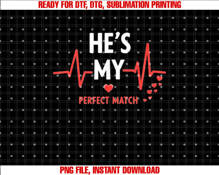 Romantic Heartbeat Couple Design Hes My Perfect Match T-shirt