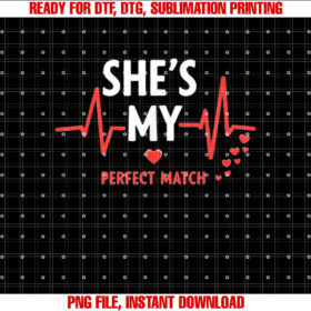 Romantic Heartbeat Couple Design Shes My Perfect Match T-shirt