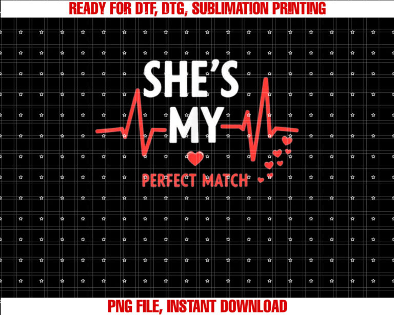 Romantic Heartbeat Couple Design Shes My Perfect Match T-shirt