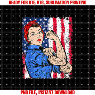 Rosie The Riveter Feminist Patriotic USA Flag 4th of July T-shirt