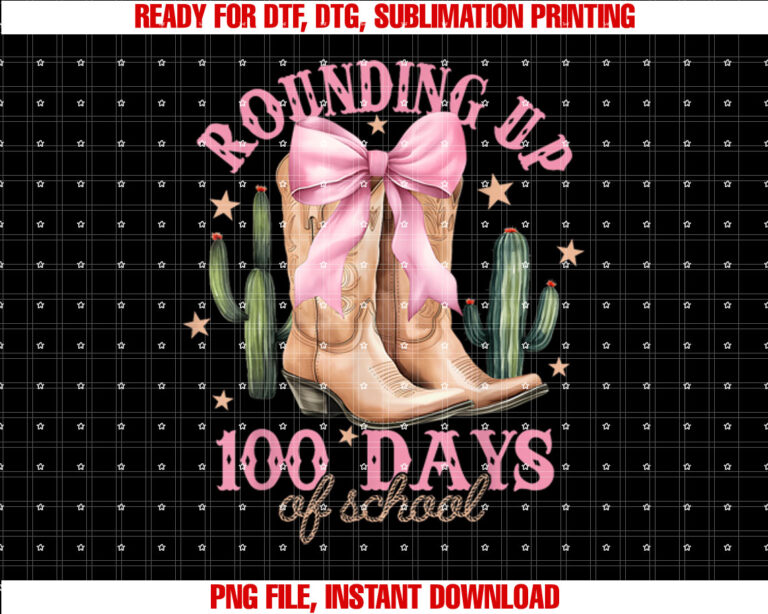 Rounding Up 100 Days Of School Pink Coquette Bow Teacher T-shirt