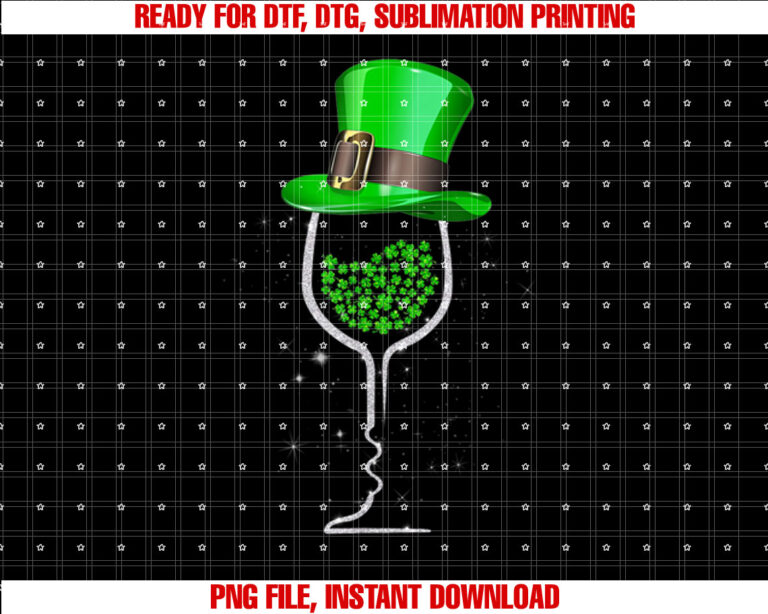 Saint Patricks Day Wine Glass Shamrocks Wine Womens Men Tee T-shirt