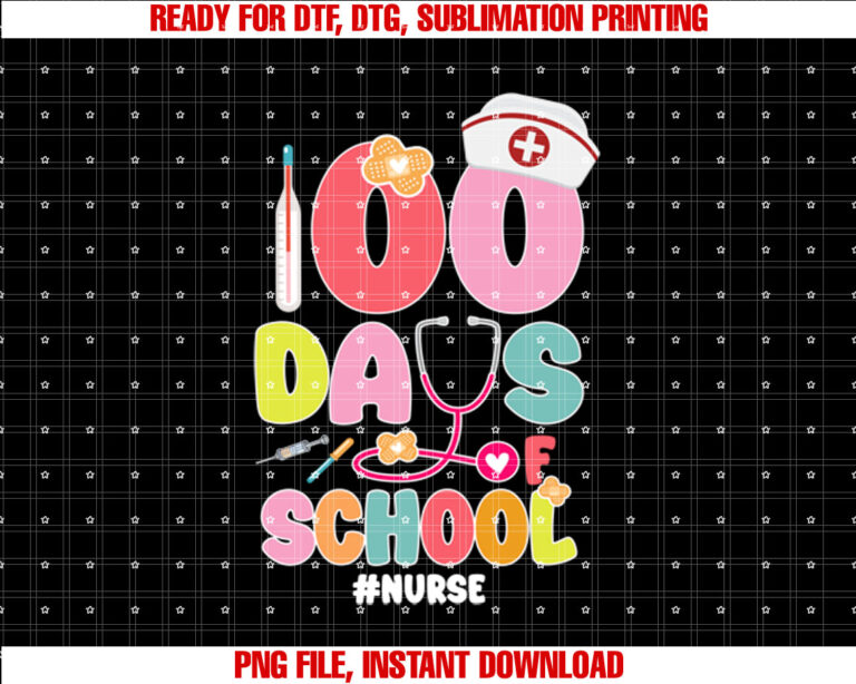 School Nurse 100 Days of School Funny Nursing Scrubs Women T-shirt