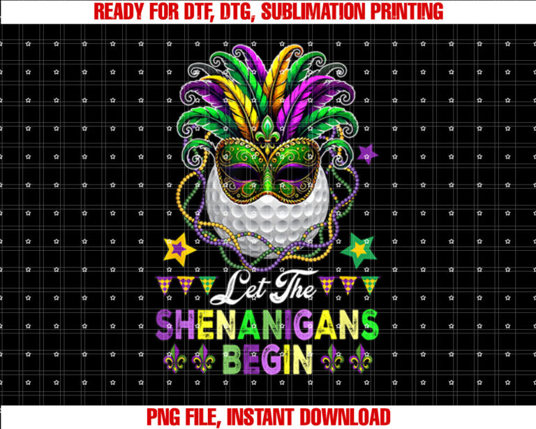 Shenanigans Begin Mardi Gras Golf Ball Masked Parades T-shirt