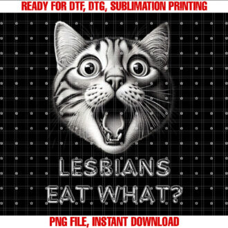 Shocked Cat Lesbians Eat What Funny Lgbtq Design Gay Rude T-shirt
