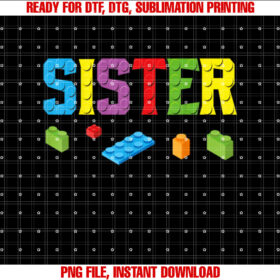 Sister Master Builder Building Bricks Blocks Family Set Girl T-shirt