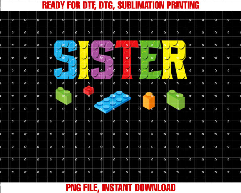 Sister Master Builder Building Bricks Blocks Family Set Girl T-shirt