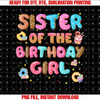 Sister Of The Birthday Girl Donut Family Party Decorations T-shirt