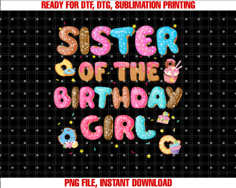 Sister Of The Birthday Girl Donut Family Party Decorations T-shirt