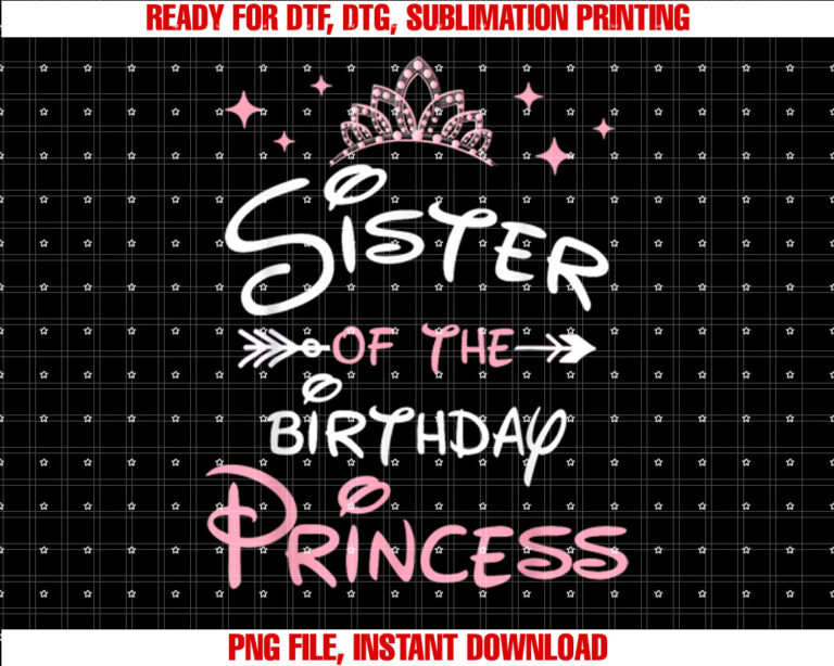 Sister Of The Birthday Princess Toddler Kid Girl Family Cute T-shirt