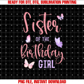 Sister of the Birthday Girl Butterfly Party Family T-shirt