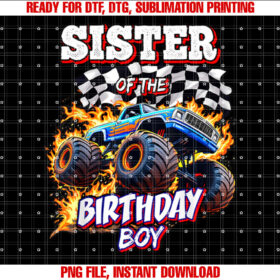 Sister of the Birthday Boy Monster Truck Birthday Party T-shirt