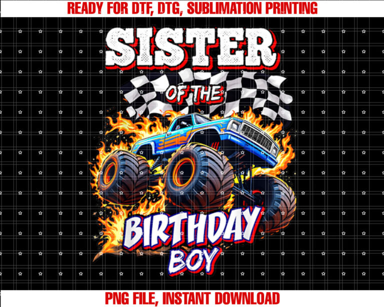 Sister of the Birthday Boy Monster Truck Birthday Party T-shirt
