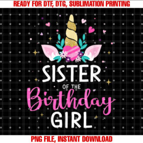 Sister of the Birthday Girl Family Unicorn Party T-shirt