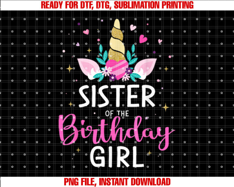 Sister of the birthday girl family unicorn party T-shirt