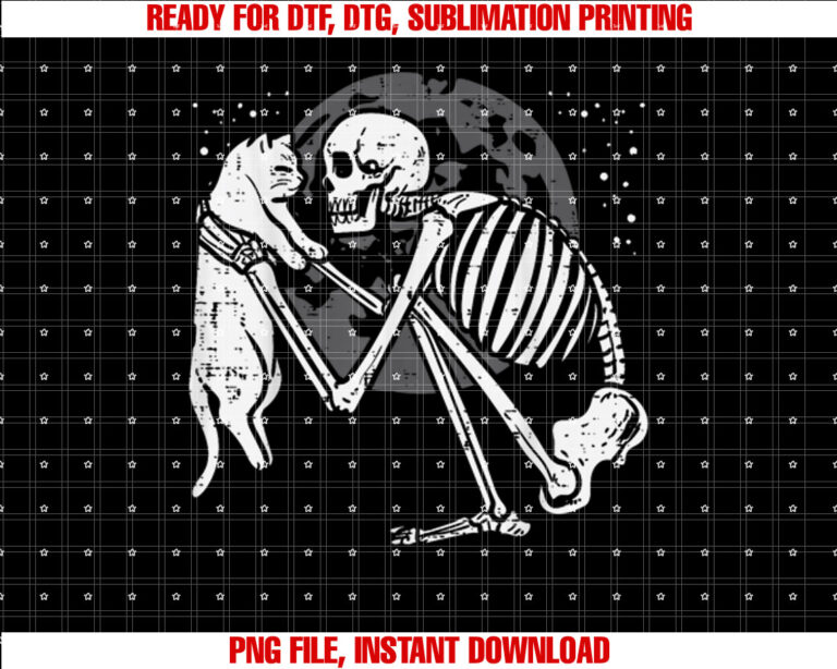 Skeleton Cat Skull Kitty Cute Goth Halloween Men Women Kids T-shirt