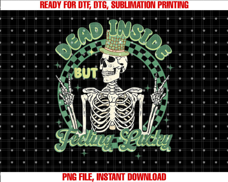 Skeleton Dead Inside But Feeling Lucky Checkered St Patrick T-shirt