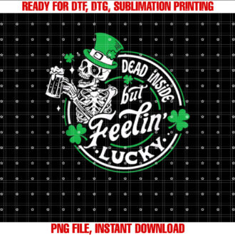 Skeleton Dead Inside But Feeling Lucky Retro St Patricks Day T-shirt