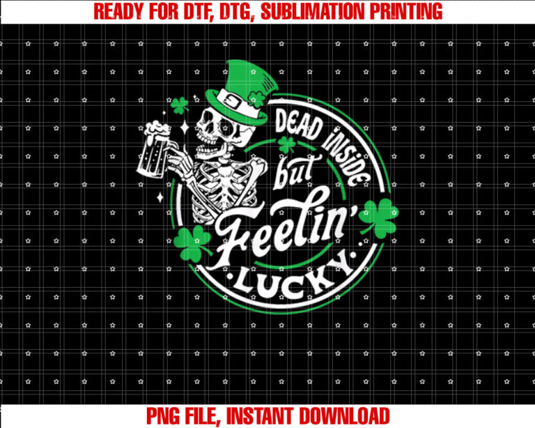 Skeleton Dead Inside But Feeling Lucky Retro St Patricks Day T-shirt