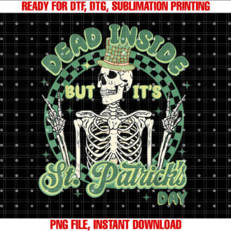 Skeleton Dead Inside But Its Saint Patricks Day Checkered T-shirt