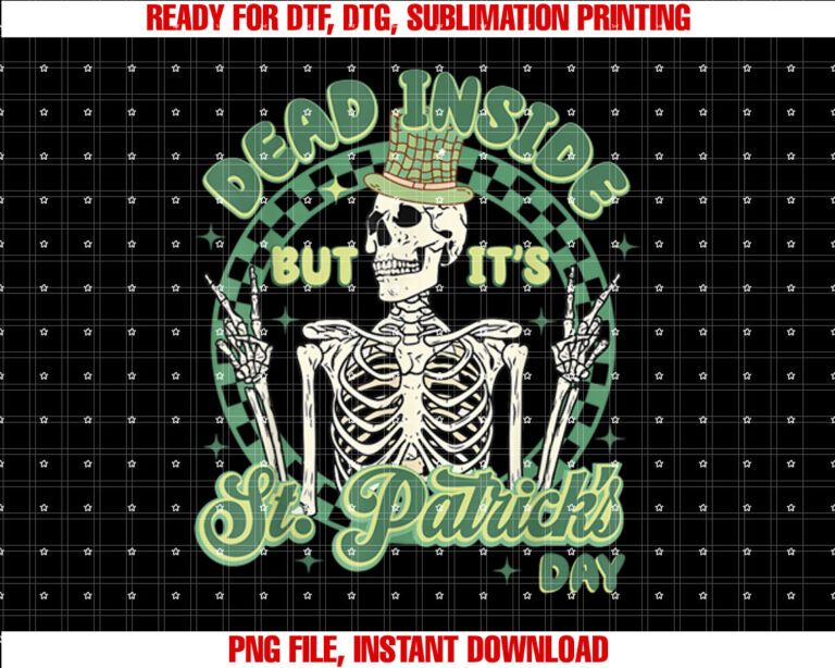 Skeleton Dead Inside But Its Saint Patricks Day Checkered T-shirt