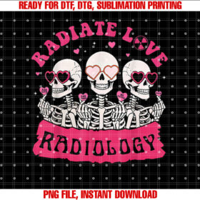 Skeleton Radiate Love Radiology Rad Tech Hearts Valentines T-shirt