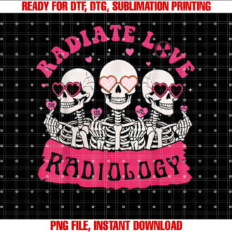 Skeleton Radiate Love Radiology RAD Tech Hearts Valentines T-shirt