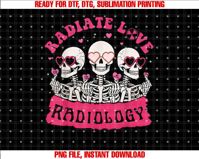 Skeleton Radiate Love Radiology RAD Tech Hearts Valentines T-shirt