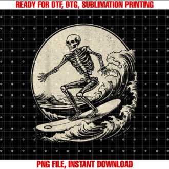 Skeleton Surfer Vintage Big Wave Surfing Funny Halloween T-shirt