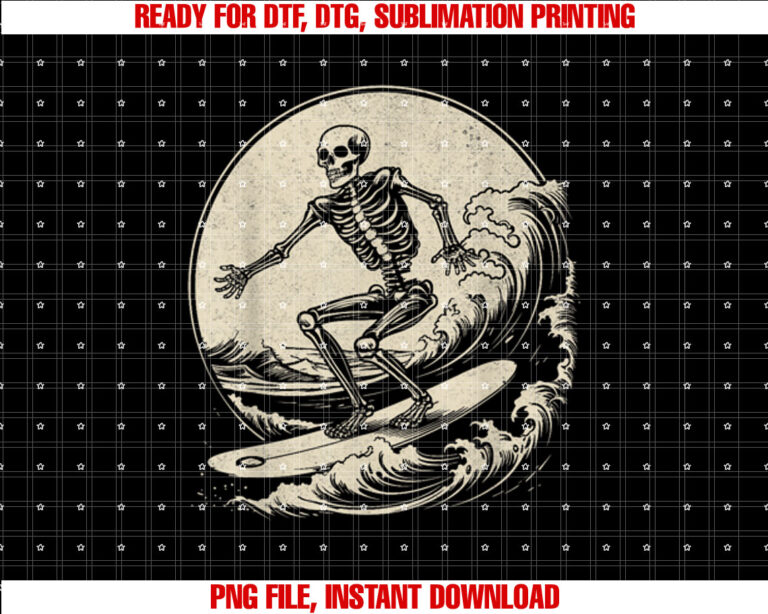 Skeleton Surfer Vintage Big Wave Surfing Funny Halloween T-shirt