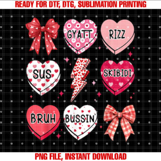 Skibidi Rizz Bussin Valentines Day s Women Girls Kids T-shirt