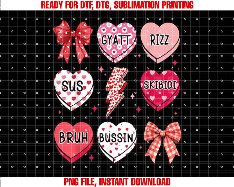 Skibidi Rizz Bussin Valentines Day s Women Girls Kids T-shirt