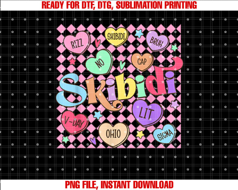 Skibidi Valentines Day Rizz Candy Heart Groovy Valentine T-shirt