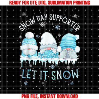 Snow Day Supporter Let It Snow Cute Blue Gnome Xmas Holiday T-shirt