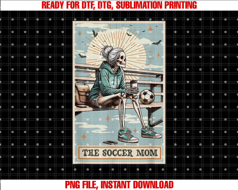Soccer Mom Skeleton Tarot Card Vintage Halloween T-shirt