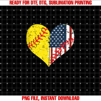 Softball Heart American Flag 4th Of July Gift T-shirt