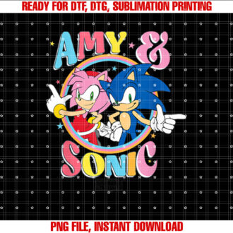 Sonic The Hedgehog Amy Sonic Colorful Retro Portrait T-shirt