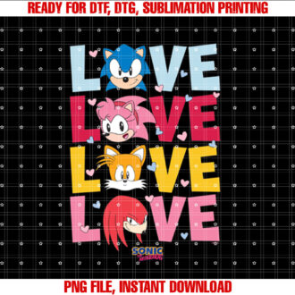 Sonic The Hedgehog Love Cute Characters Stack Chest T-shirt